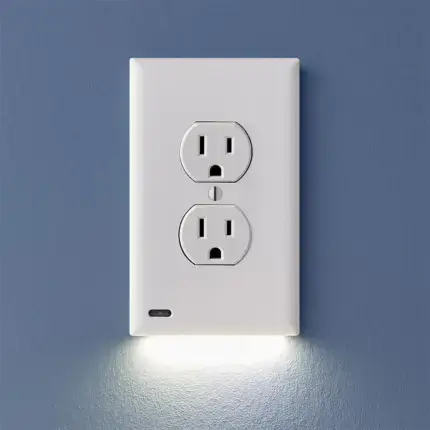 Outlet Wall Plate With Led Night Lights-No Batteries Or Wires