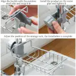 Adjustable Sink Drain Rack Sponge Storage Faucet Holder